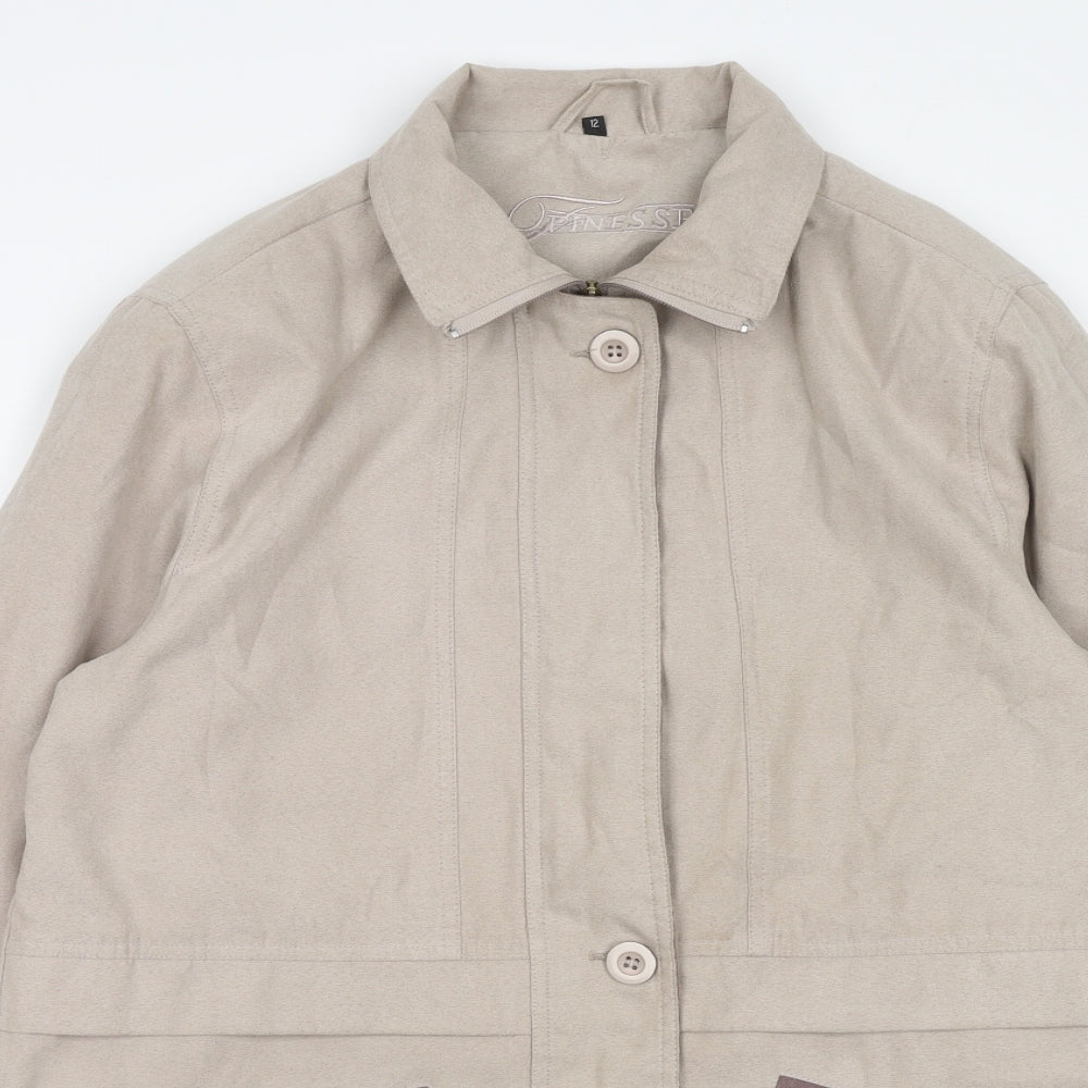 Finesse Womens Beige Jacket Size 12 Zip