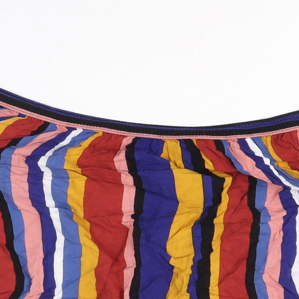 Papaya Womens Multicoloured Striped Viscose Basic Blouse Size 16 Off the Shoulder