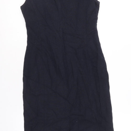 Debenhams Womens Blue Viscose Shift Size 8 Boat Neck Zip