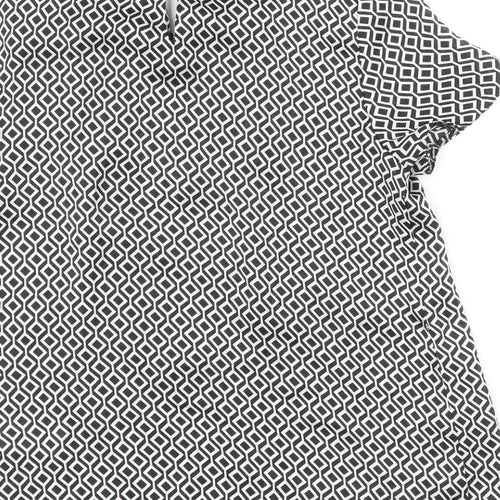 Debenhams Womens Black Geometric Polyester Basic Blouse Size 8 Scoop Neck