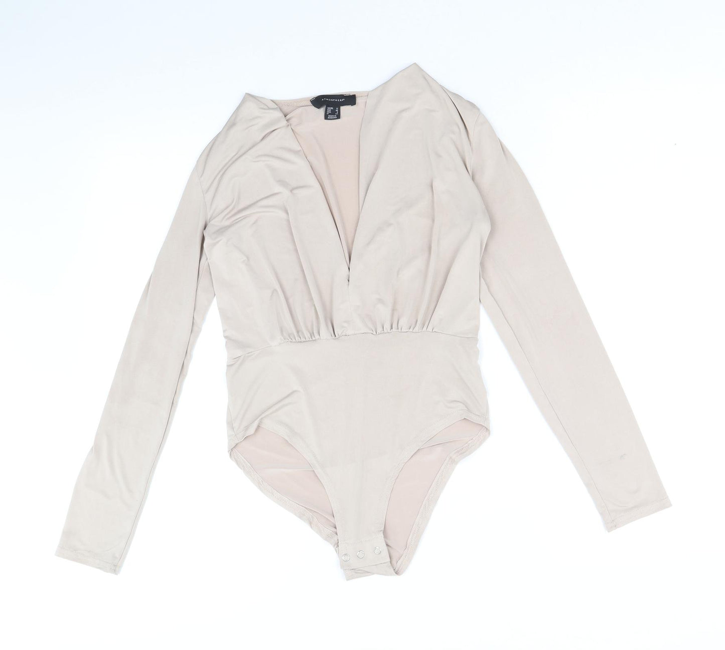 Atmosphere Womens Beige Polyester Bodysuit One-Piece Size 12 Snap