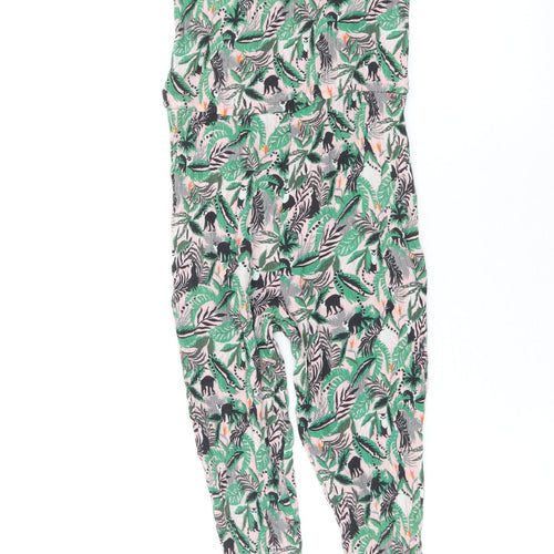 NEXT Girls Green Geometric Viscose Jumpsuit One-Piece Size 10 Years Pullover - Leaf Print
