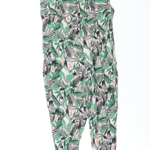 NEXT Girls Green Geometric Viscose Jumpsuit One-Piece Size 10 Years Pullover - Leaf Print