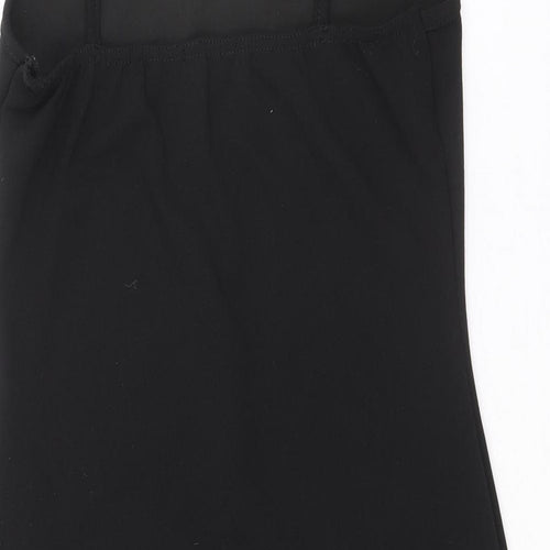 PRETTYLITTLETHING Womens Black Polyester Slip Dress Size 10 Scoop Neck Pullover