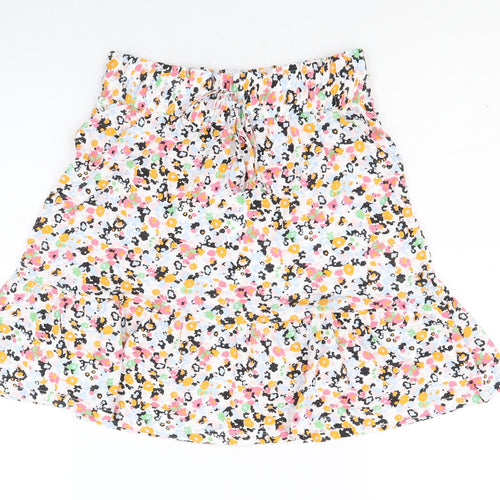 Marks and Spencer Womens Multicoloured Geometric Cotton Flare Skirt Size 8 Drawstring