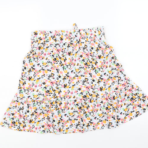 Marks and Spencer Womens Multicoloured Geometric Cotton Flare Skirt Size 8 Drawstring