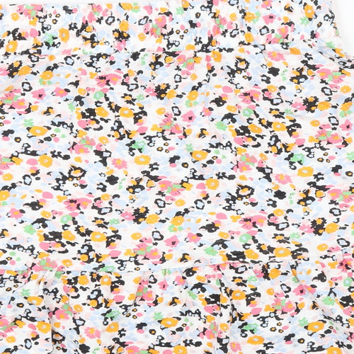 Marks and Spencer Womens Multicoloured Geometric Cotton Flare Skirt Size 8 Drawstring