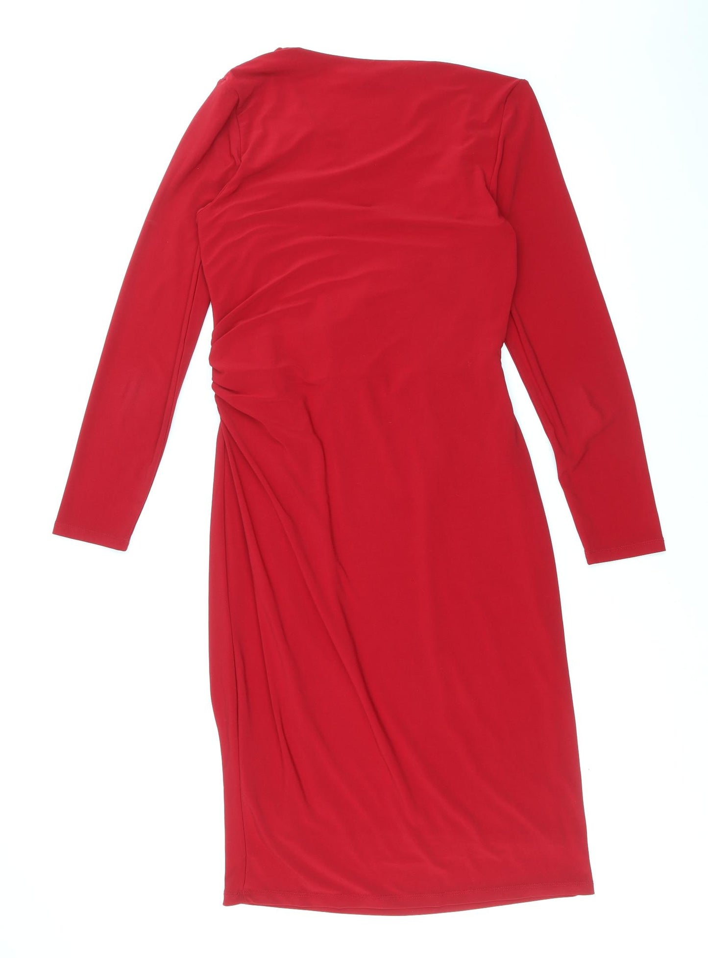Pepperberry Womens Red Polyester Sheath Size 12 V-Neck Pullover - Twist Detail