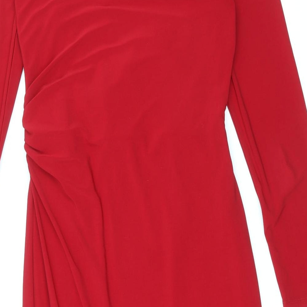 Pepperberry Womens Red Polyester Sheath Size 12 V-Neck Pullover - Twist Detail