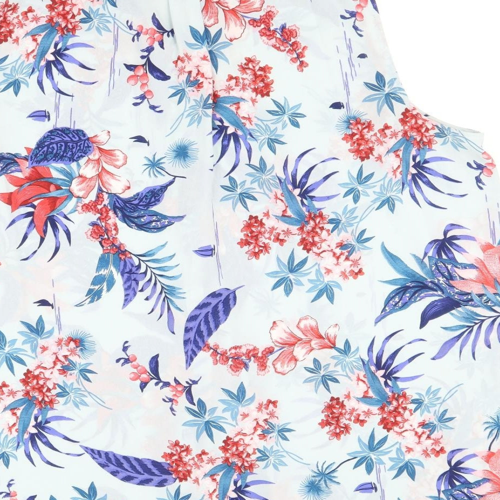 George Womens Blue Geometric Polyester Basic Blouse Size 24 V-Neck