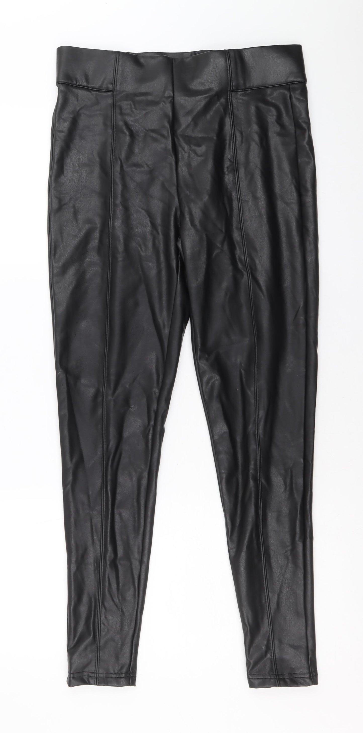 Marks and Spencer Womens Black Polyester Jogger Leggings Size 12 - Faux Leather