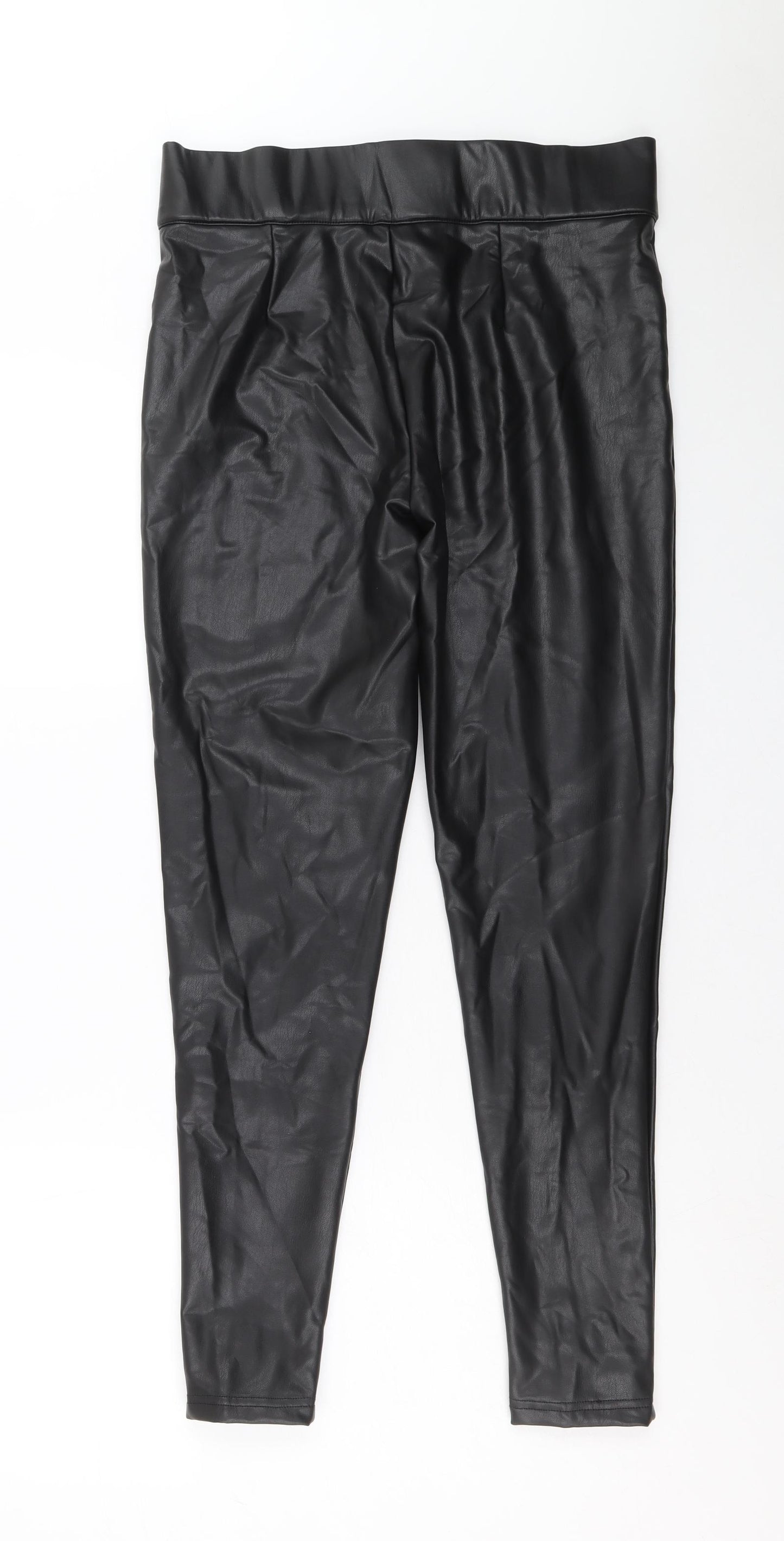 Marks and Spencer Womens Black Polyester Jogger Leggings Size 12 - Faux Leather