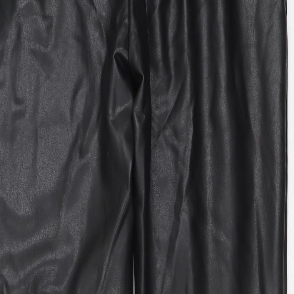 Marks and Spencer Womens Black Polyester Jogger Leggings Size 12 - Faux Leather