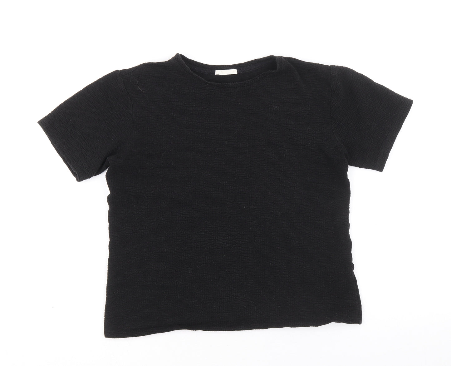 Preworn Womens Black Polyester Basic Blouse Size L Round Neck