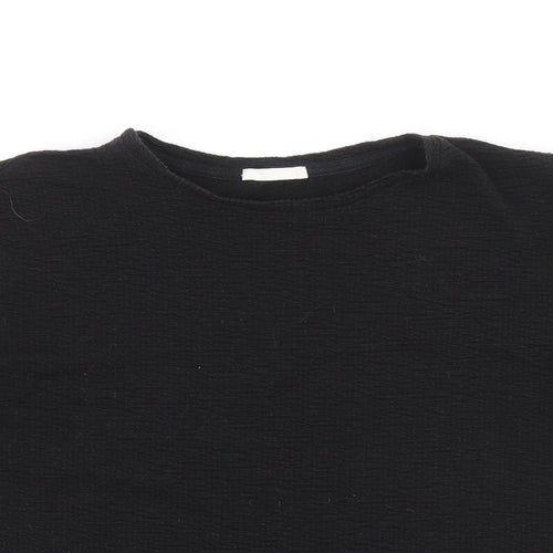 Preworn Womens Black Polyester Basic Blouse Size L Round Neck