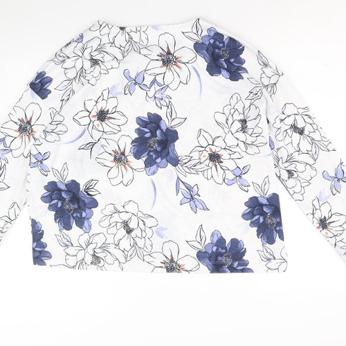 Marks and Spencer Womens White Geometric Polyester Basic Blouse Size 10 Round Neck