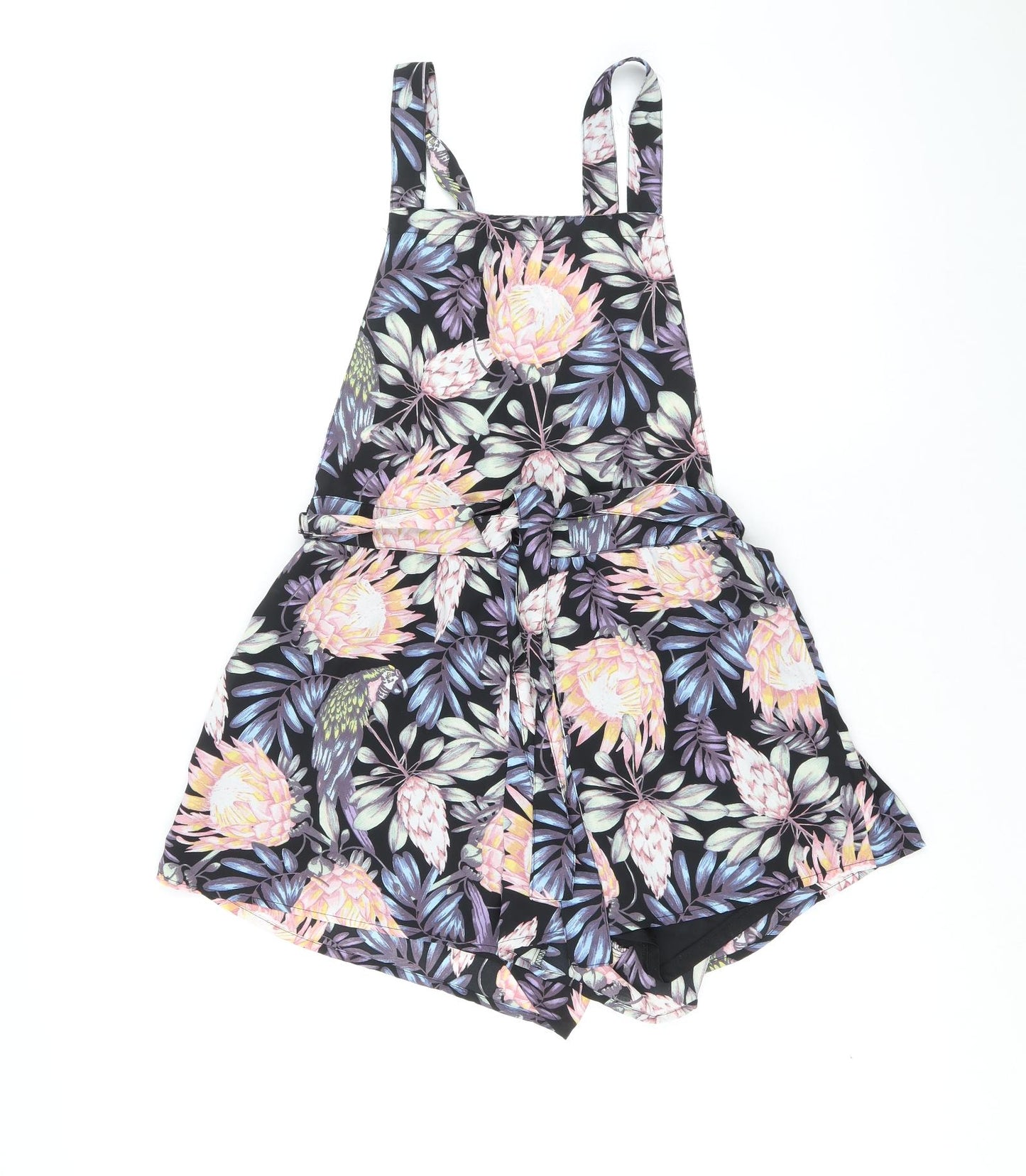 Divided by H&M Womens Black Floral Polyester Playsuit One-Piece Size 12 Zip