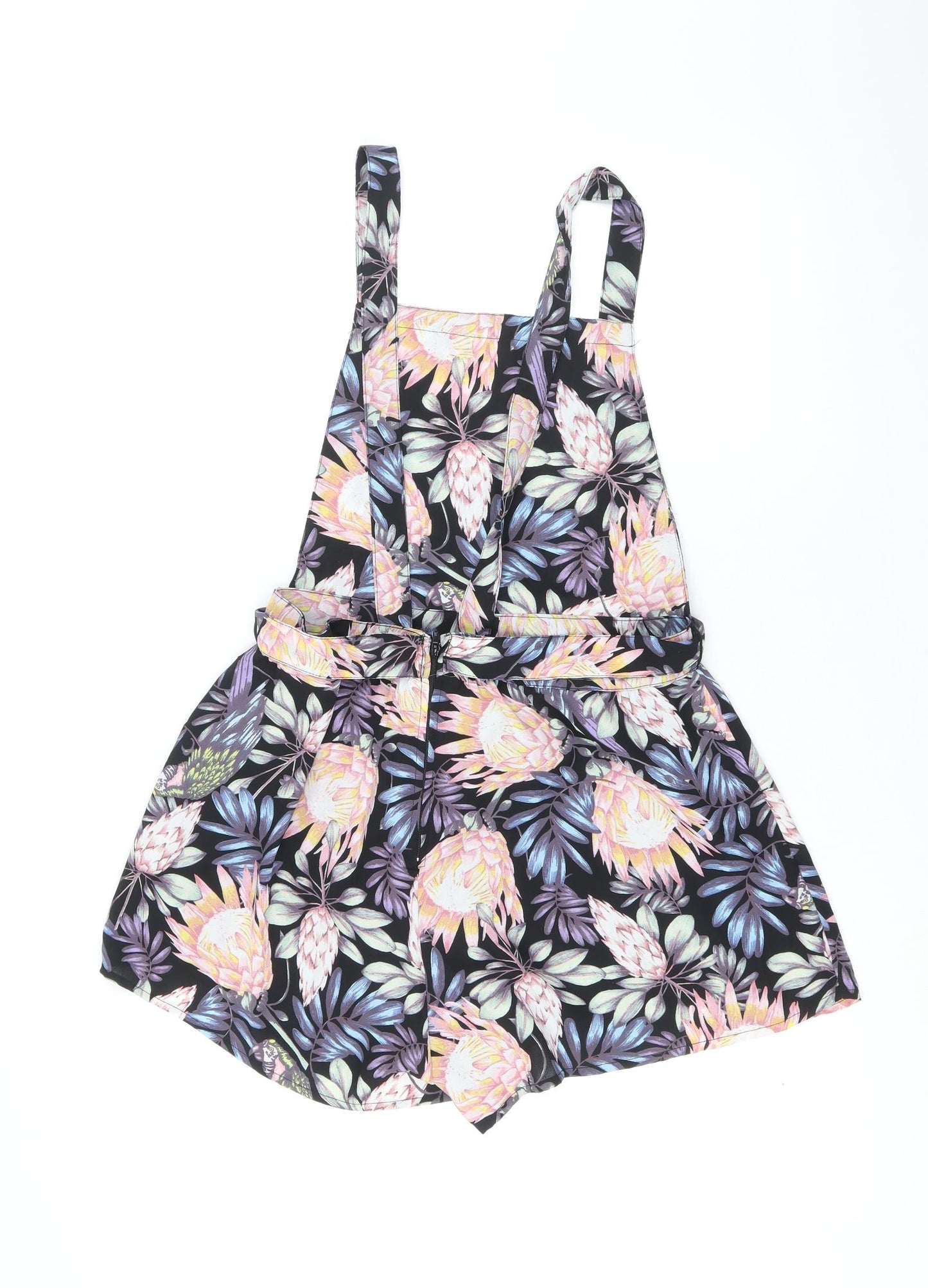 Divided by H&M Womens Black Floral Polyester Playsuit One-Piece Size 12 Zip