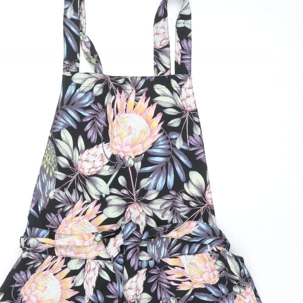 Divided by H&M Womens Black Floral Polyester Playsuit One-Piece Size 12 Zip