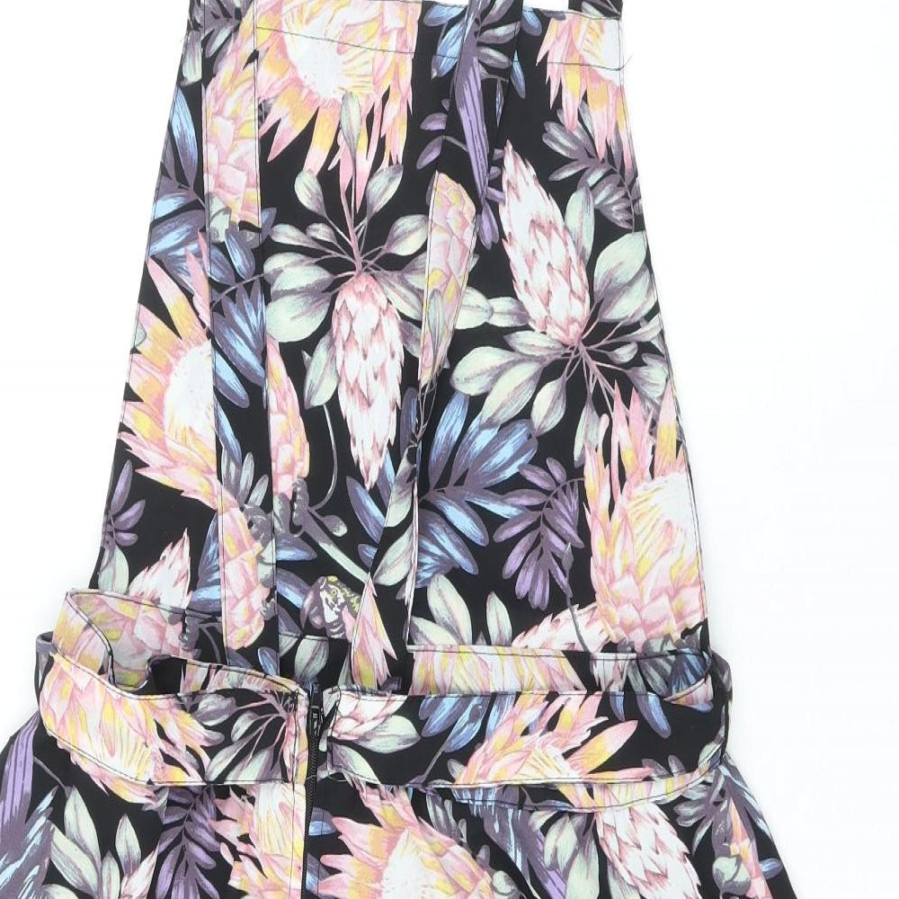 Divided by H&M Womens Black Floral Polyester Playsuit One-Piece Size 12 Zip