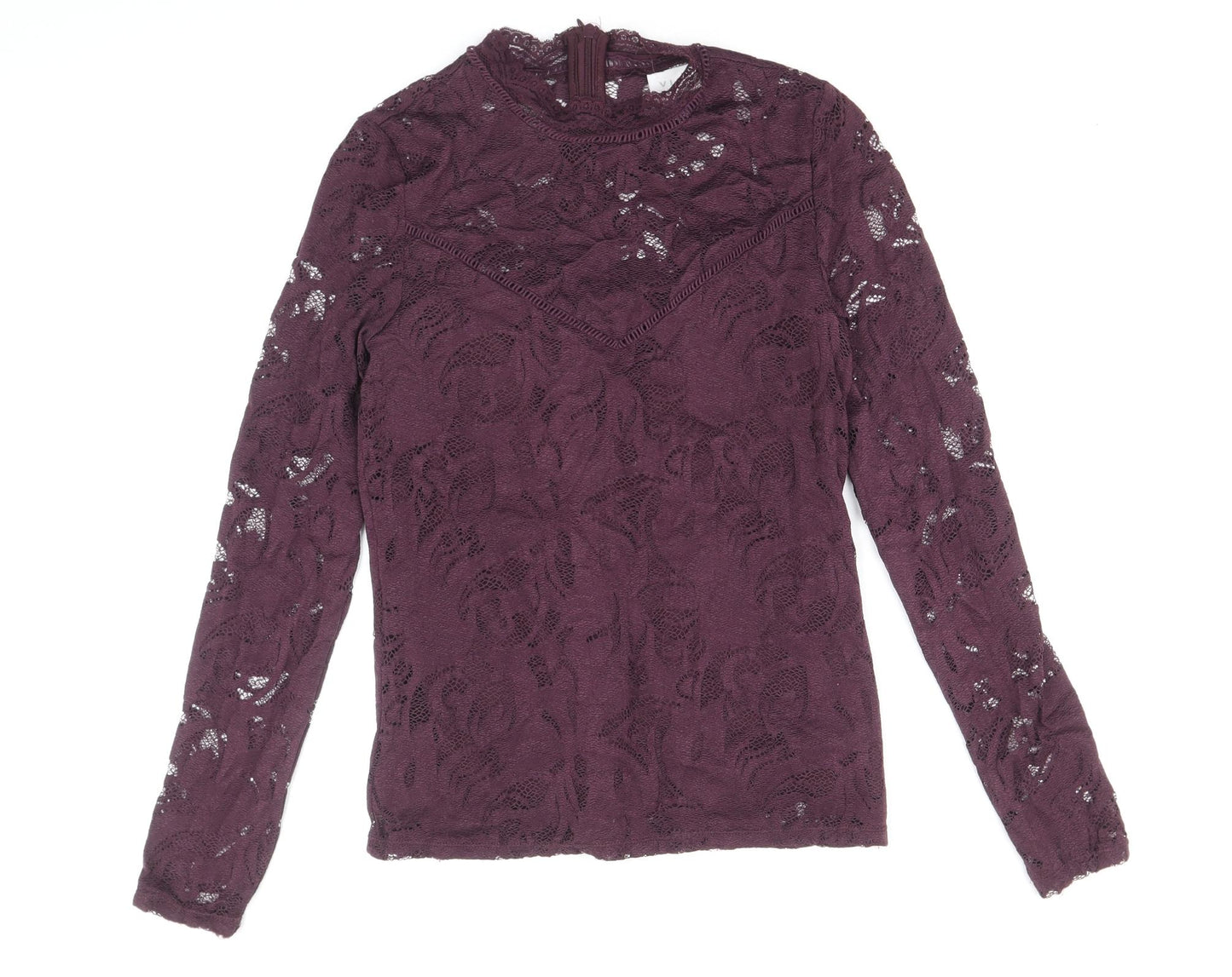 VILA Womens Purple Polyamide Basic Blouse Size XS Round Neck