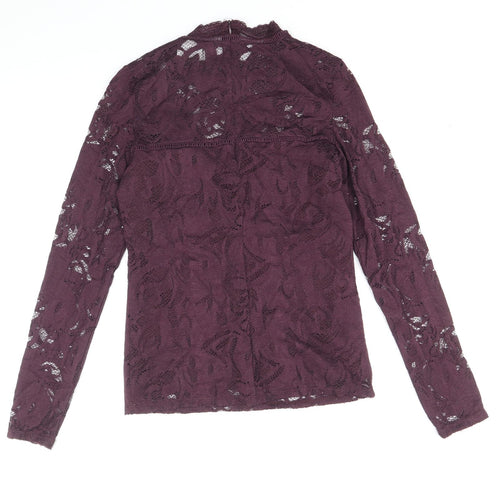 VILA Womens Purple Polyamide Basic Blouse Size XS Round Neck