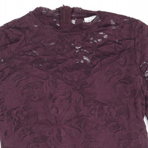 VILA Womens Purple Polyamide Basic Blouse Size XS Round Neck