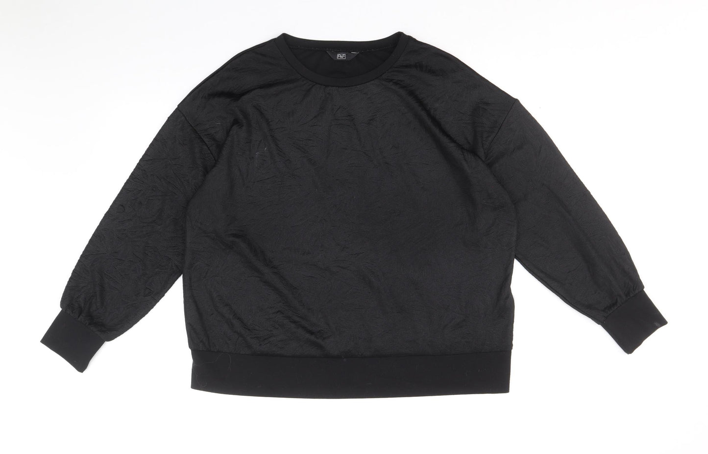 F&F Womens Black Polyester Pullover Sweatshirt Size 16 Pullover