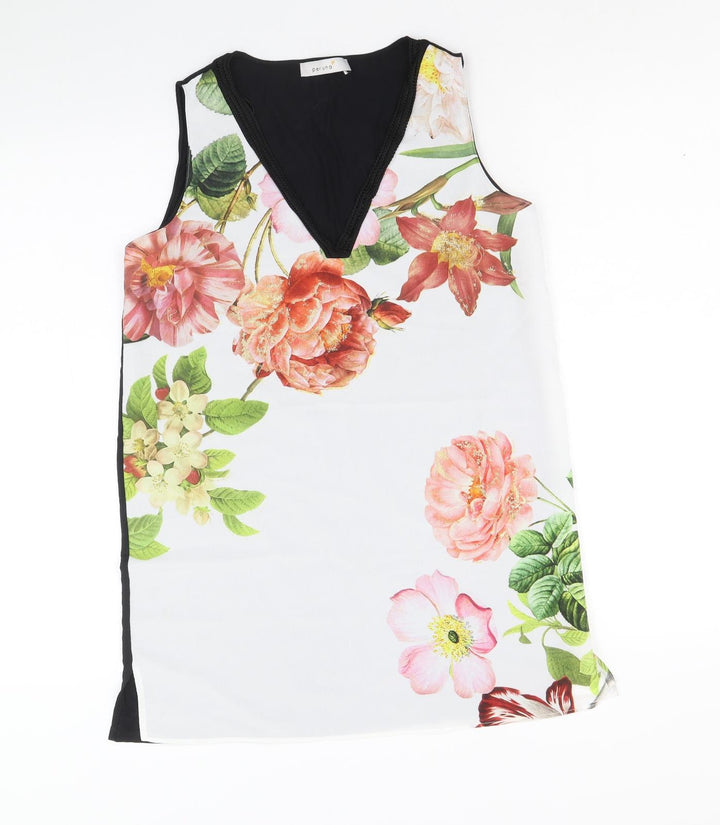 Per Una Womens Multicoloured Floral Polyester Basic Tank Size 8 V-Neck - Flower Detail