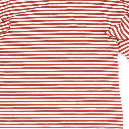 H&M Womens Red Striped Viscose Basic T-Shirt Size XS Round Neck