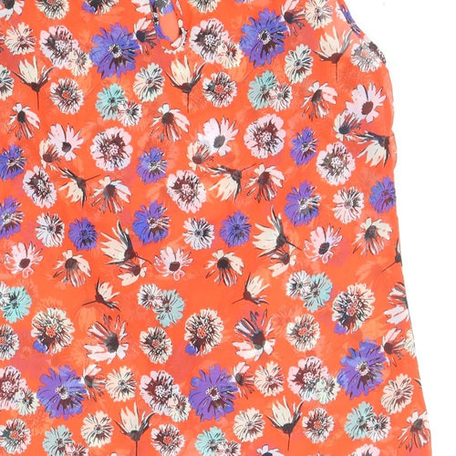 George Womens Red Floral Polyester Basic Tank Size 12 Round Neck