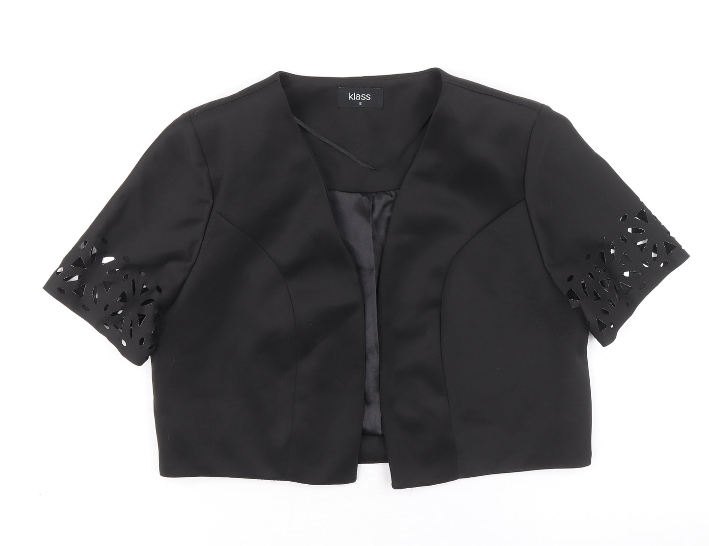 Klass Womens Black Jacket Blazer Size 12 - Embellished Sleeves