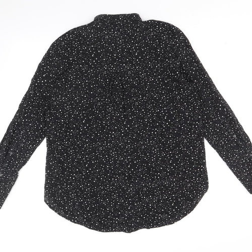 & Other Stories Womens Black Polka Dot Silk Basic Button-Up Size 16 Collared