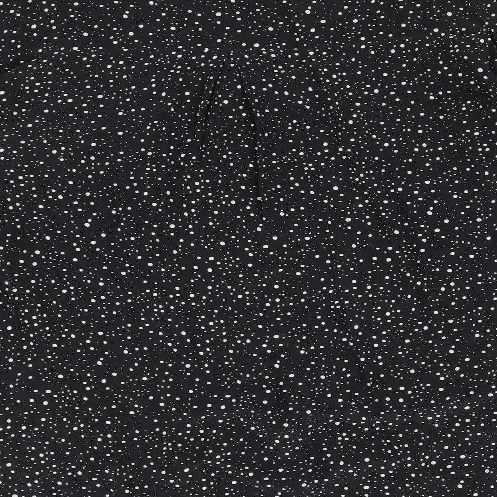 & Other Stories Womens Black Polka Dot Silk Basic Button-Up Size 16 Collared