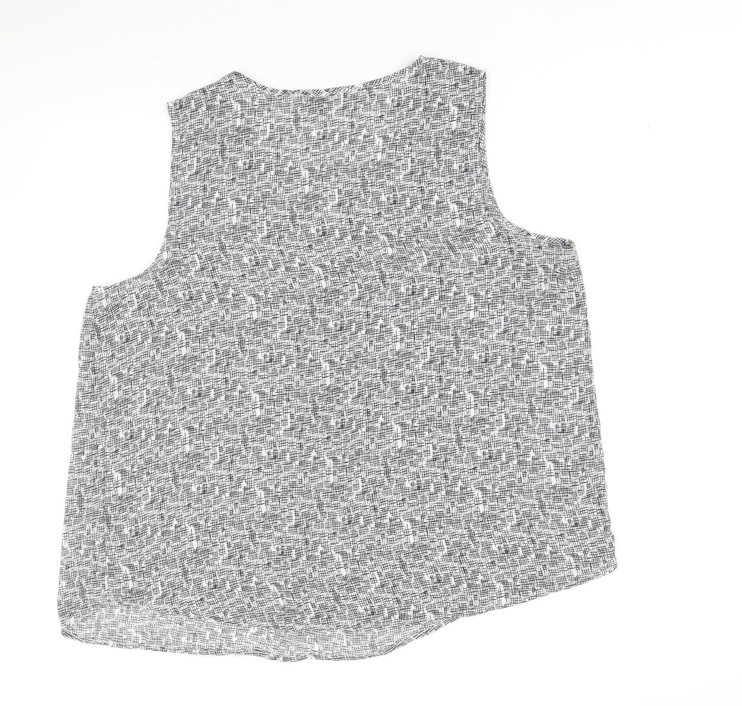 Primark Womens Black Geometric Polyester Basic Tank Size 20 Round Neck