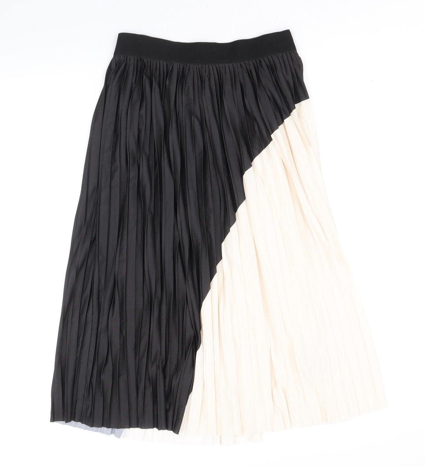 H&M Womens Black Polyester Pleated Skirt Size S - Colourblock