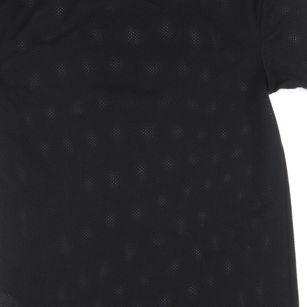 Topman Mens Black Polyester T-Shirt Size S Round Neck - Fishnet