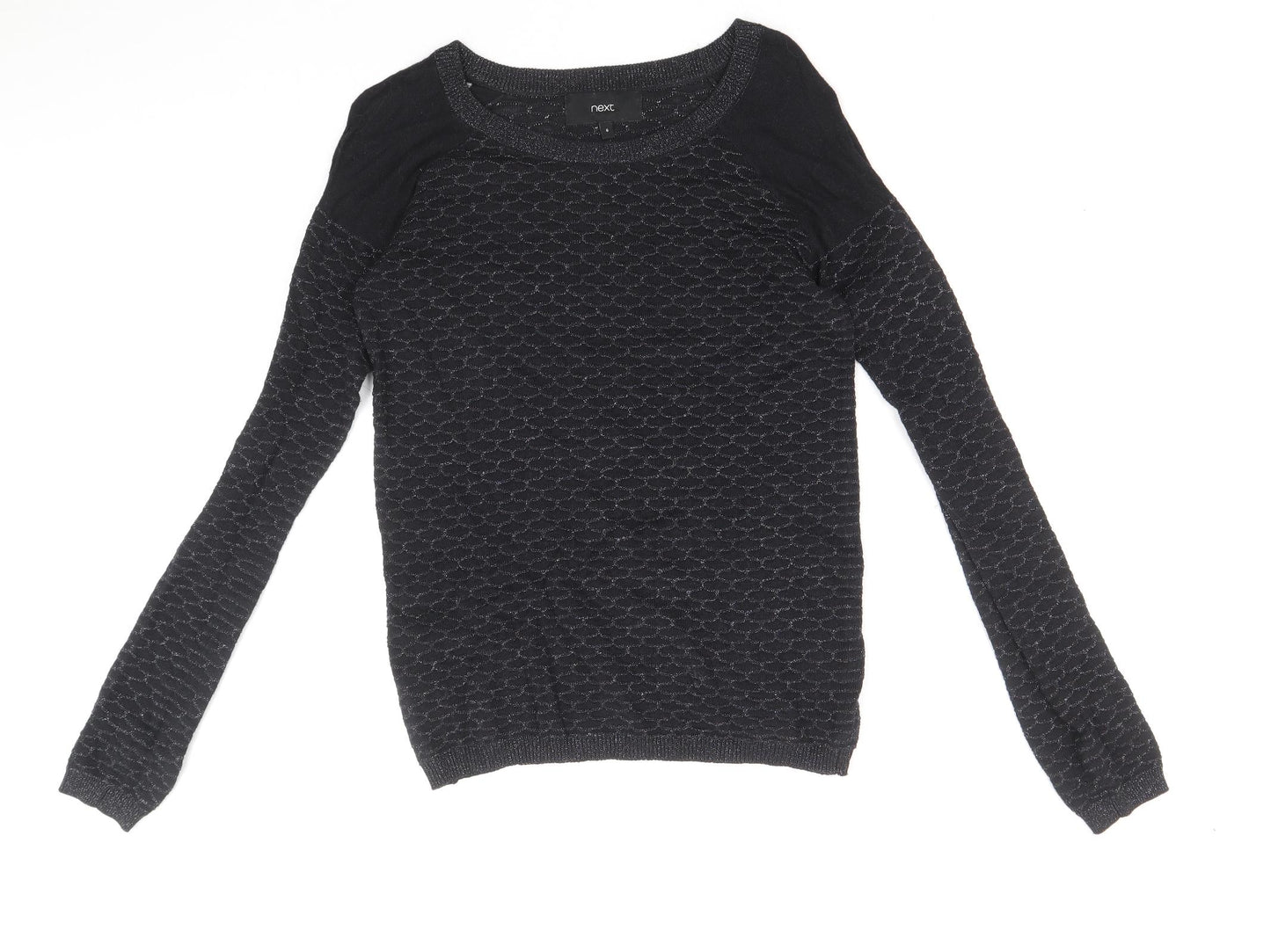 NEXT Womens Black Round Neck Cotton Pullover Jumper Size 6