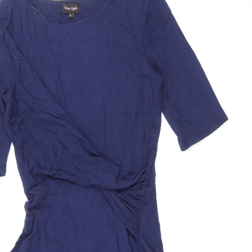 Phase Eight Womens Blue Viscose Trapeze & Swing Size 8 Round Neck Pullover