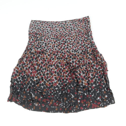 Per Una Womens Grey Polka Dot Cotton Swing Skirt Size 10 Zip