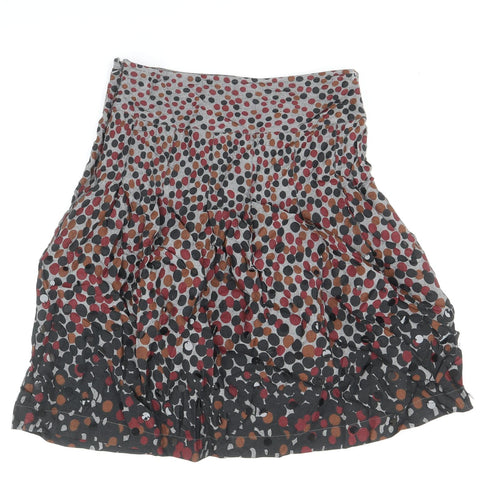 Per Una Womens Grey Polka Dot Cotton Swing Skirt Size 10 Zip