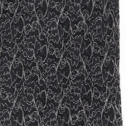 Wallis Womens Black Geometric Polyester A-Line Size 10 Round Neck Pullover