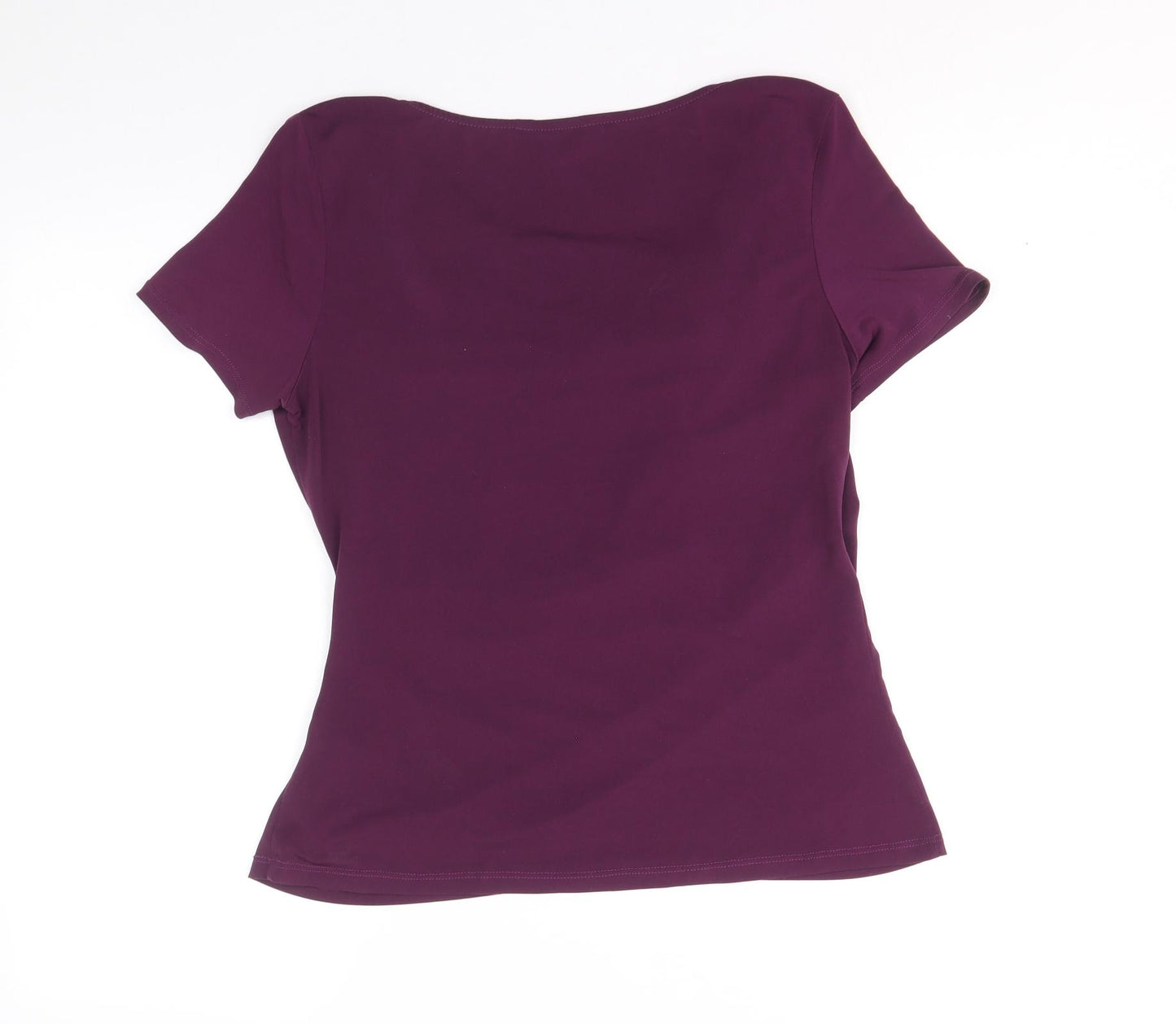 Jasper Conran Womens Purple Polyester Basic T-Shirt Size 14 V-Neck - Ruched