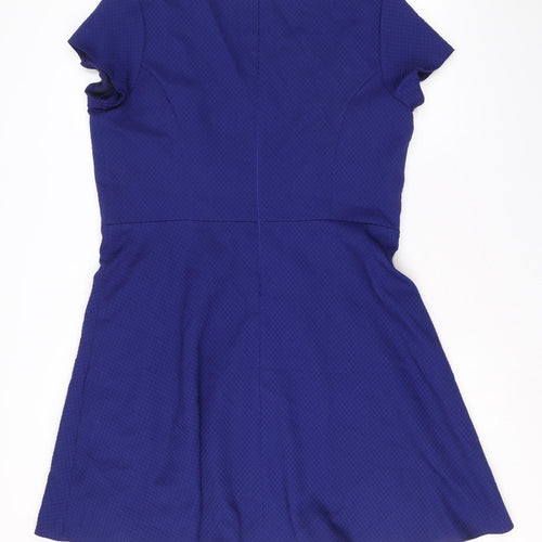 Yessica Womens Blue Polyester Trapeze & Swing Size 16 V-Neck Zip