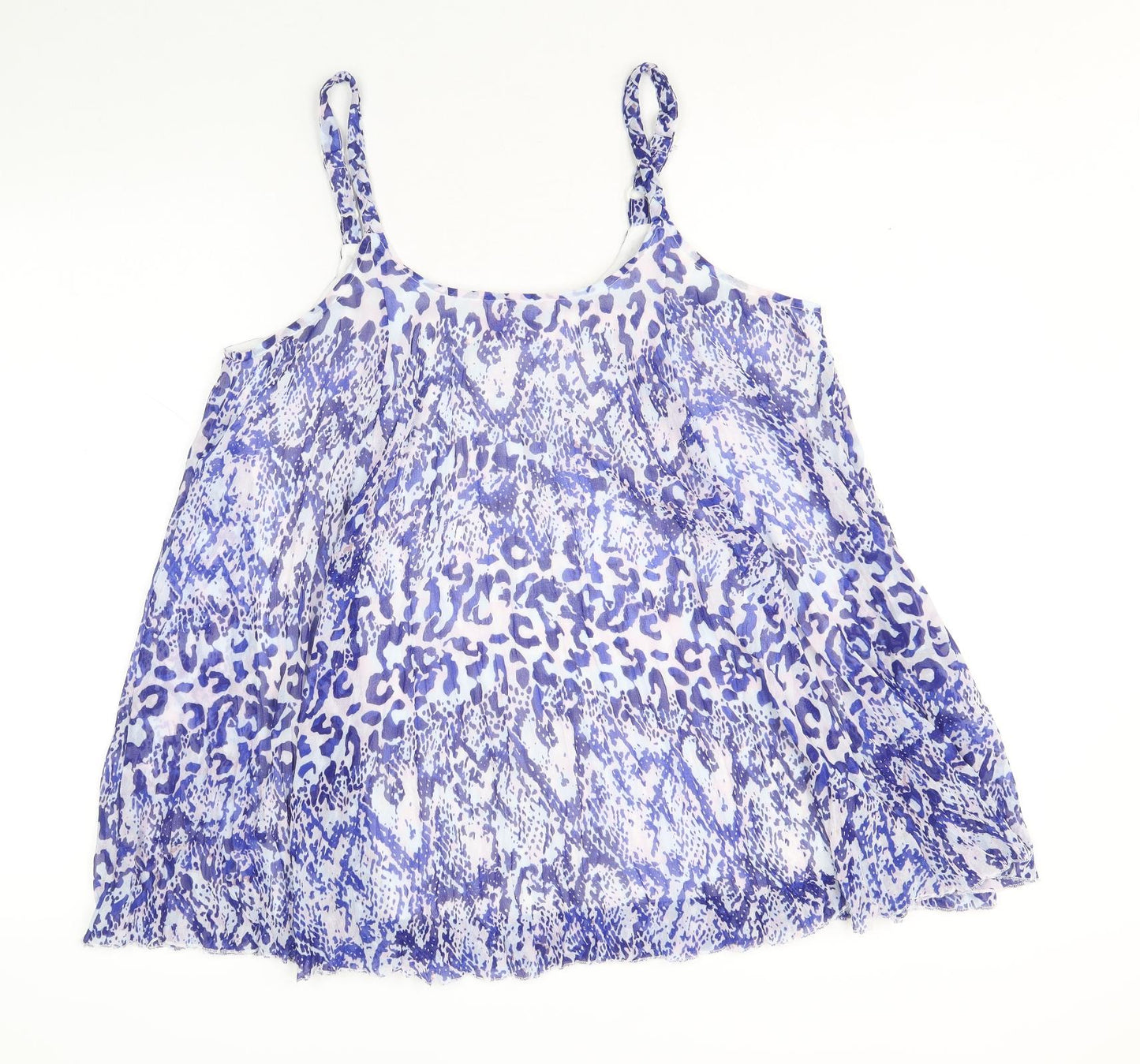 Together Womens Blue Animal Print Polyester Camisole Tank Size 14 Scoop Neck