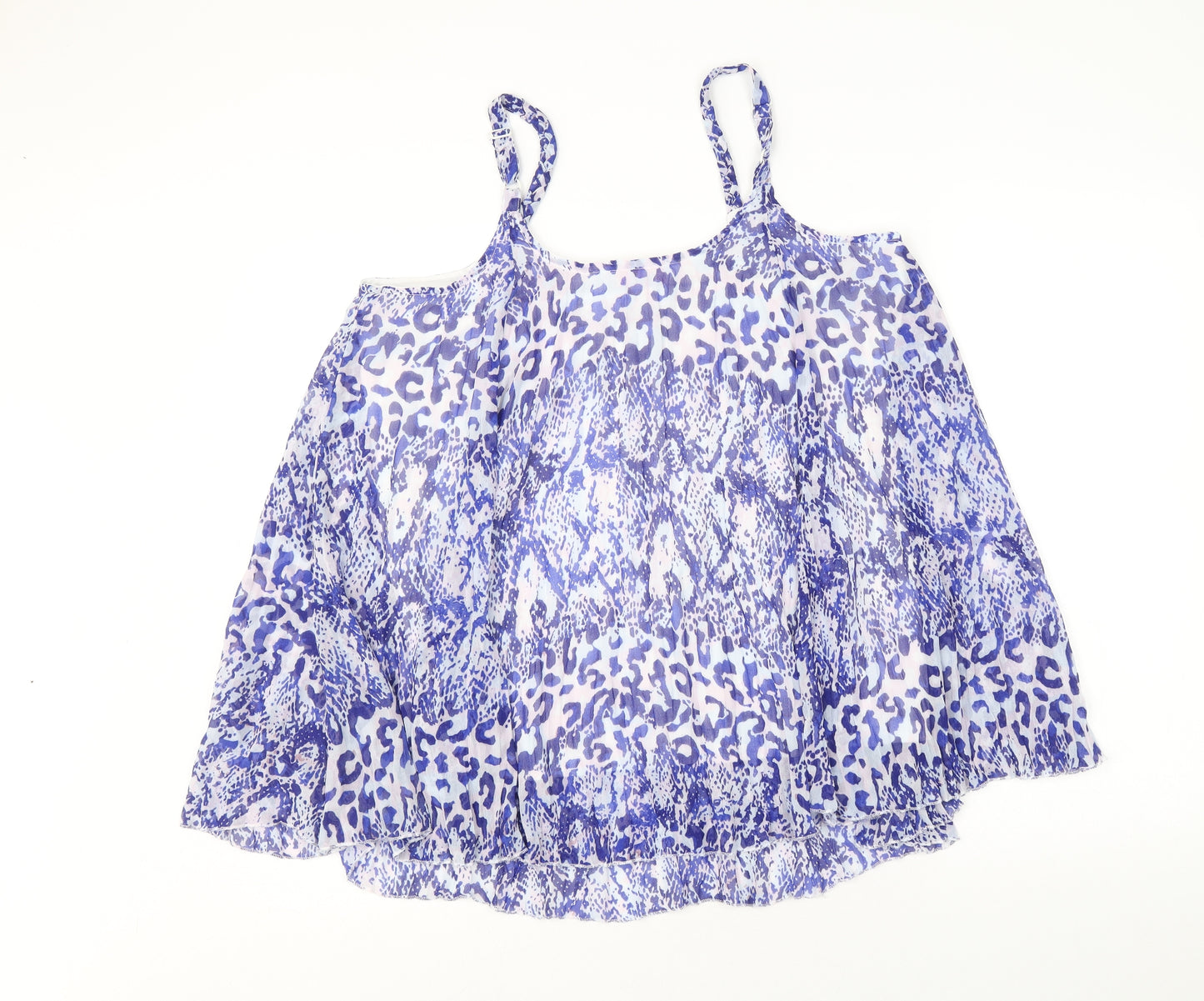 Together Womens Blue Animal Print Polyester Camisole Tank Size 14 Scoop Neck