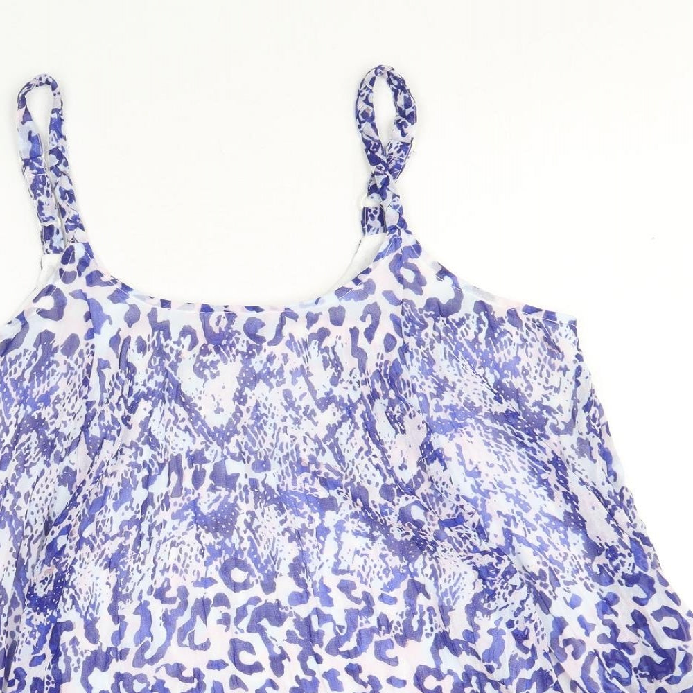 Together Womens Blue Animal Print Polyester Camisole Tank Size 14 Scoop Neck