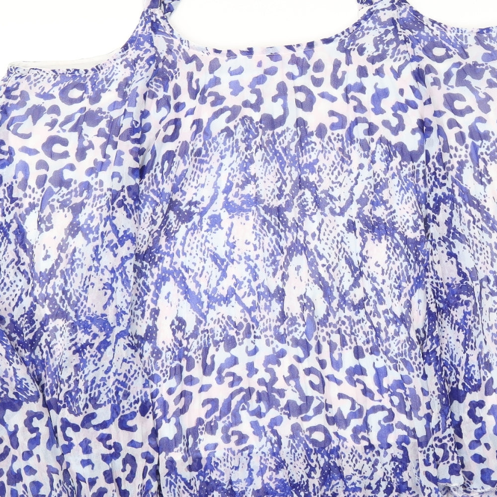 Together Womens Blue Animal Print Polyester Camisole Tank Size 14 Scoop Neck