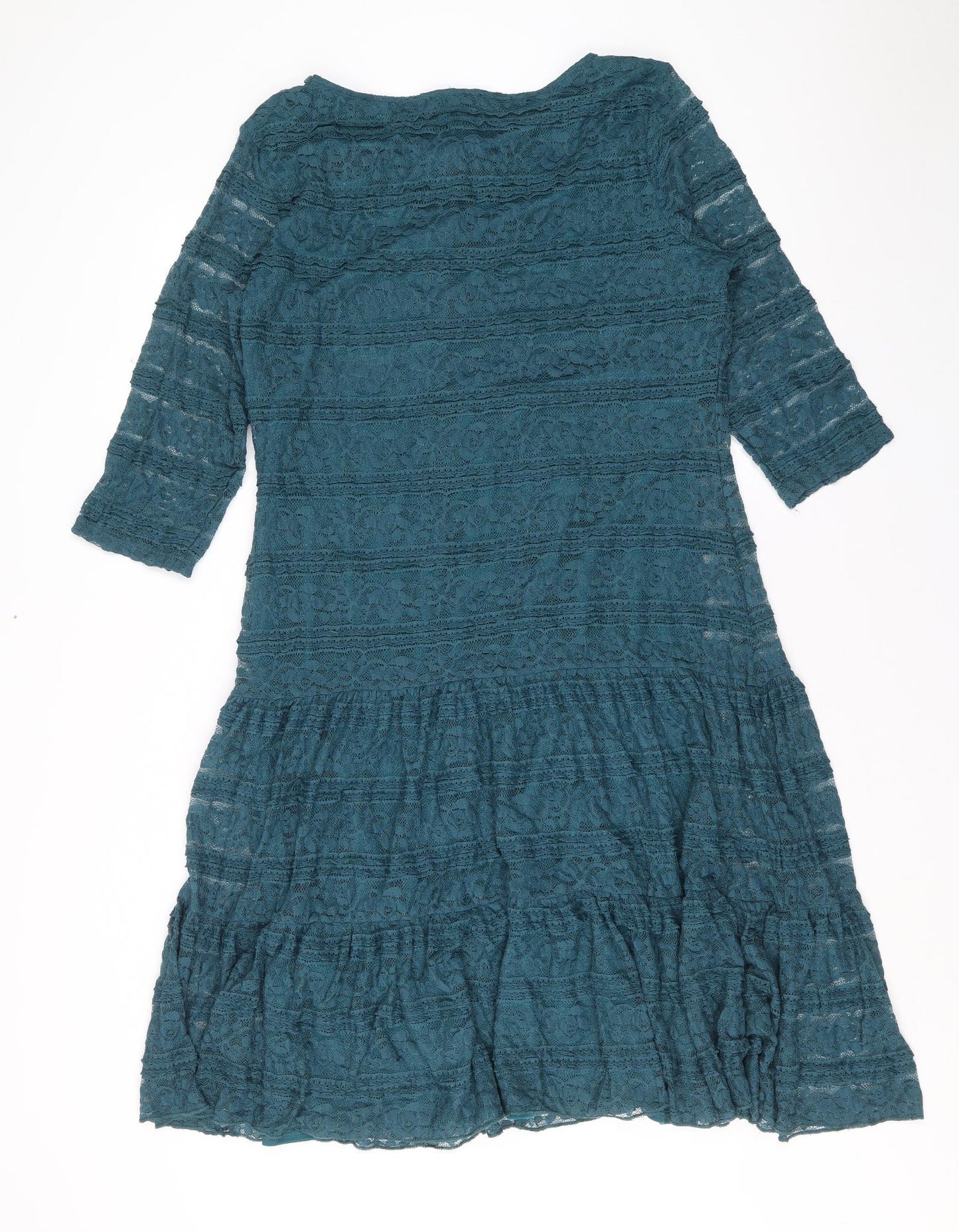 Per Una Womens Blue Geometric Polyamide A-Line Size 16 Scoop Neck Pullover