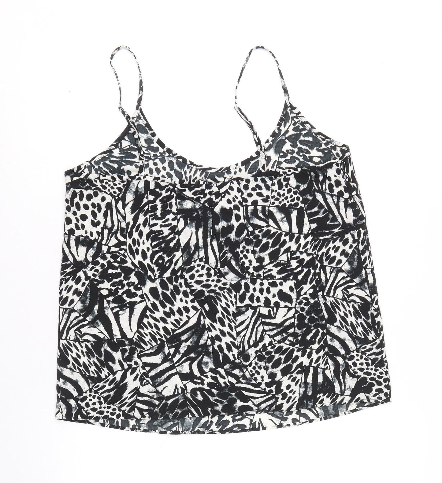 Topshop Womens Black Animal Print Polyester Camisole Tank Size 10 Scoop Neck - Leopard Print